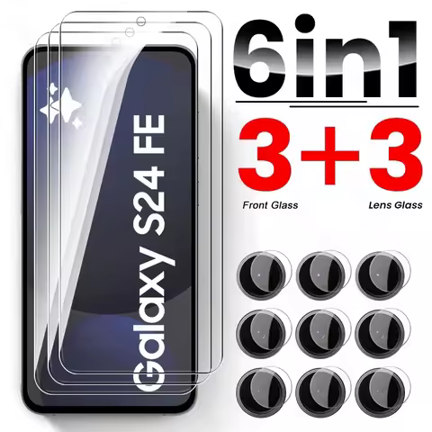 S24FE S25FE 6In1 Tempered Glass Screen Protector Cover for Samsung Galaxy S24 FE/S25 FE 5G Camera Gl