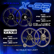 XTERO RIMS NVX 155 BLACK BROWN 17 INCH RIM SPORT RIM YAMAHA NVX155 AEROX X33 V2 SCOOTER X TERO