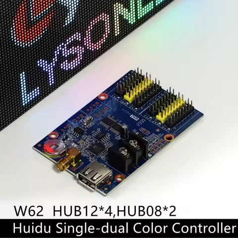 Huidu HD-W62 WIFI Medium Single Dual Color P4.75 P10 P16 LED Scrolling Signboard Controller