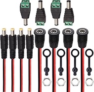 weideer 12Pcs 4Set 10A DC Power Jack Cord Socket 5.5x2.1MM Threaded Male and Female Mount Connector 