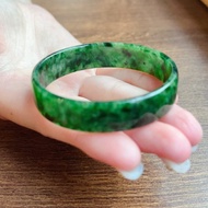 冰種辣綠花青翡翠手鐲角鐲 | 17圍 | 天然緬甸玉翡翠A貨 | 送禮