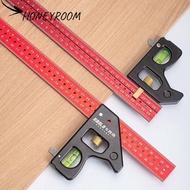 HONEYROOM Combination Right Angle Ruler, 30/40cm with Bubble Level Gauge, Professional Movable Measu
