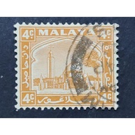 Malaya 1935 Selangor Mosque 4c Orange - 1pc Used Stamp / Setem