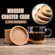 Round Wooden Coaster Cork Depth Cup Mat (10mm /17mm) Non Slip Heat Insulation Cup Placemat Tray Tabl