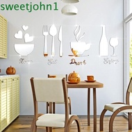 SWEETJOHN Mirror Wall Sticker, Acrylic Mirror Kitchen Acrylic Sticker, Multipurpose Bowl Spoon DIY 3D Tableware Decal Home Decor