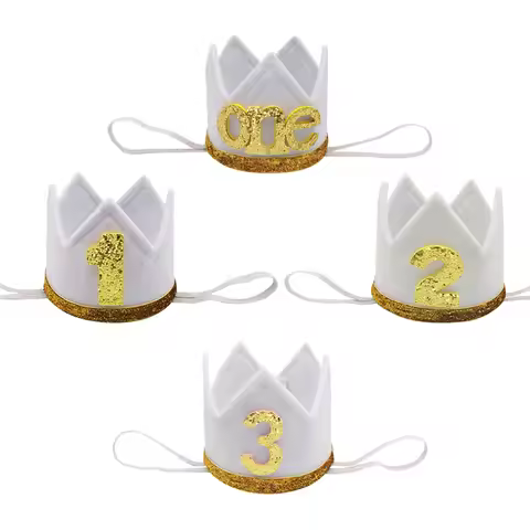 1Pcs One 1 2 3 Year Birthday Hat Crown Headband Happy Birthday Party Decor Kids 1st 2nd 3rd Annivers