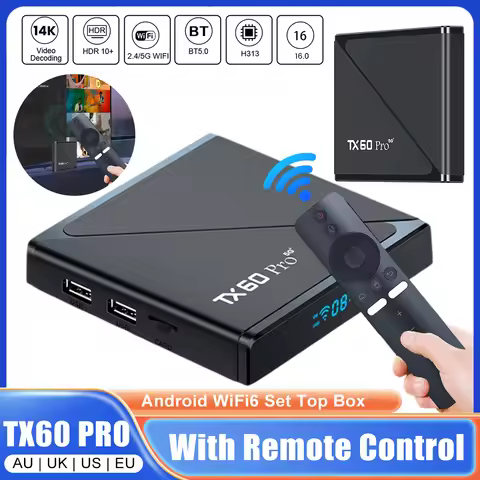 TX60 PRO Set Top Box With Remote Controller 2.4G 5G Dual WiFi6 Android Set-top Box Home Video Media 