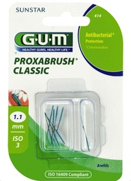 gum หัวเปลี่ยนแปรงซอกฟัน Proxabrush Classic ทรงกระบอก 1.1 mm. (414) 1 แพค บรรจุ 8 ชิ้น