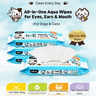 All-in-One Aqua Wipes for Eyes, Ears & Mouth For Dogs & Cats (80 wipes)