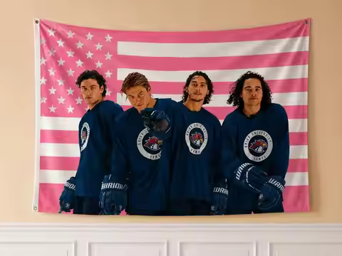 1pc O-Off Campus Briar Hawks Pink USA Flag Tapestry, Ice Hockey Boys Wall Hanging, Cool Room Stuff, 