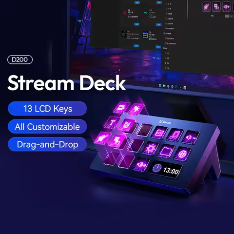 Ulanzi D200 Live Streaming Controller 13 LCD Keys for Vlog Content Creation Photo Video Editing Gami