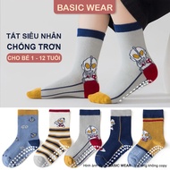 Set of 5 Pairs of Anti-Slip High Collar Superman Socks for Boys 1-12 Years Old TE100