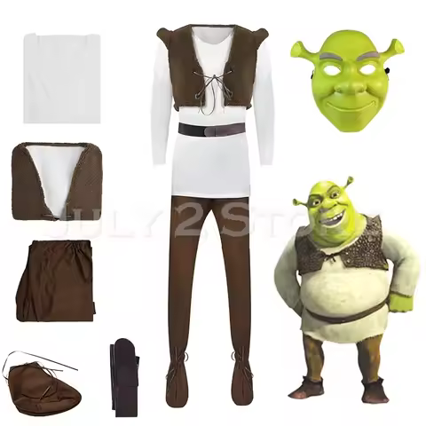 SHrek Cosplay Costume Green Monster Mask Knight Gloves Costume Uniforms Mens Halloween Party Outfit
