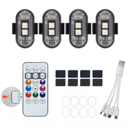 ไฟ LED กระพริบสีรุ้งแบบควบคุมระยะไกล ไฟเตือนมอเตอร์ไซค์ ไฟกระพริบ มอเตอร์ไซค์ รีโมทไร้สาย USB กันน้ำ