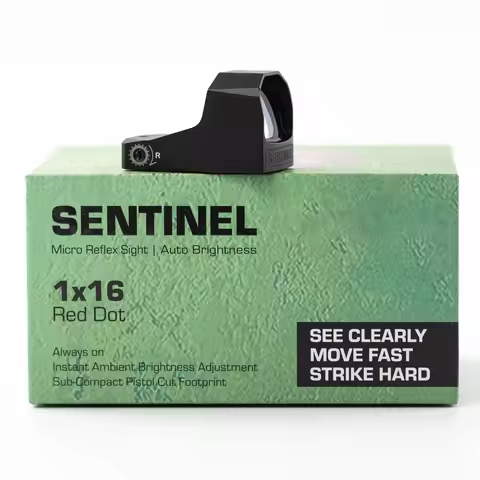 Sentinel 1x16 Compact Reflex 3 MOA Red Dot Sights RMSC Footprint Shake Wake Motion Sensing Manual Br