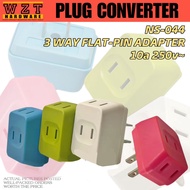 NSS -044 Colored Adaptor 3 Way Flat Pin Adapter Socket Outlet Extension Power Adapter Plug