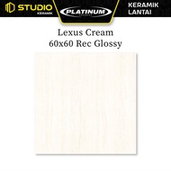 Lexus Cream 60x60 Rec Glossy PLATINUM Keramik Lantai Licin Motif Marmer Warna Krem