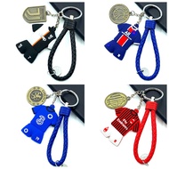 Football Club Brass Crest Plastic Jersey Braided Rope Three-Piece Keychain: Chelsea Manchester United Liverpool Tottenham Hotspur AC Milan Paris Real Madrid Juventus