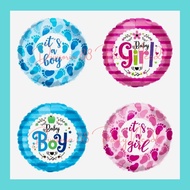[DV88] Gender Reveal Round Foil Balloon 18 inches Foil Balloon Gender Reveal Decoration