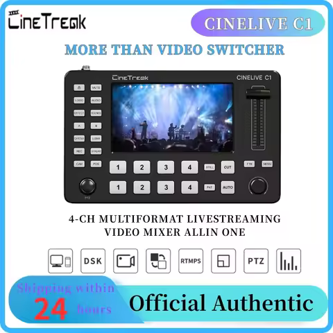 Cinetreak CINELIVE C1 4 Channel Video Switcher Full HD Screen Live Switcher Push Streaming/Recording