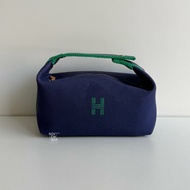 95新💙 Hermès 愛馬仕 帆布飯盒包 小號 藍色