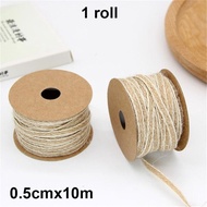 CHIZH 5/10M/Roll 0.5mm วินเทจ เครื่องประดับ ลูกไม้ชนบท ริบบิ้นผ้ากระสอบ เชือกไหมปลา ทริมเทป ปอกระสอบ