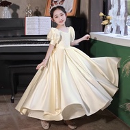 Satin Children's Dress Flower Girl Birthday Princess Dress Little Girl Piano Performance Girl Host P