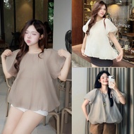 Lovely 2-layer puff sleeve chiffon shirt Emixclothes Aovoan2275 P7K4