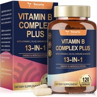 13-in-1 Vitamin B Complex Plus dengan Vitamin B1, B2, B3 (Niacinamide), B4, B5, B6, B7 (Biotin), B8 