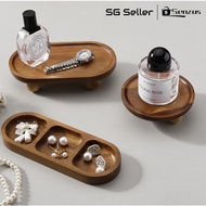 [SG SELLER] Solid Wood Step Display Stand - Multi-tier Jewelry Organizer Storage Rack for Home Decor