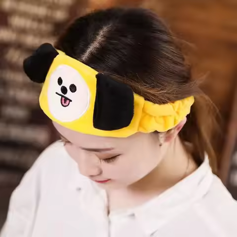 2026 New Model Kawaii BT21 Wash Face Headband Cute Girls Plush Makeup Headband Soft Warm Couple Cart