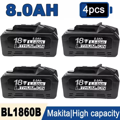 4/2/1pc 8.0Ah BL1860B Battery Replacement Makita 18V Compatible with Makita 18 Volts BL1860 BL1820 1