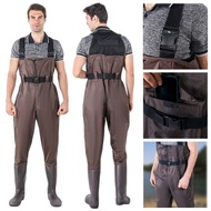 Men Women Waterproof Bootfoot Fly Fishing Chest Rubber Waders Wading Boots Pants Set