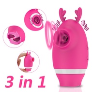 Sucking &amp; Licking Vibrator Clitoris Stimulator Nipples Massage Clit Sucker Tongue Blowjob Cunnilingus 3 in 1 Sex Toys fo