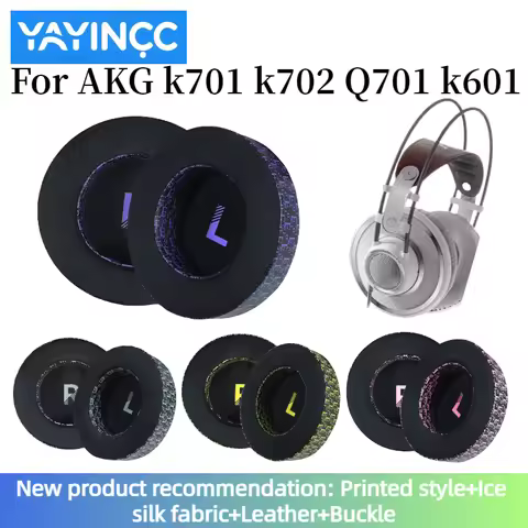 YAYINCC Ear Pads for AKG K701 K702 Q701 Q702 K601 k612 k712 pro Headset Replacement Printed ice silk