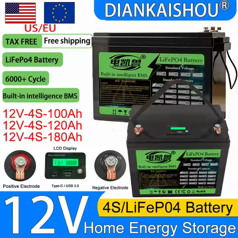 12V/12.8V 180AH 120AH 100AH LCD LiFePO4 Battery pack 4 String Lithium Batteries for Golf cart RV Tou