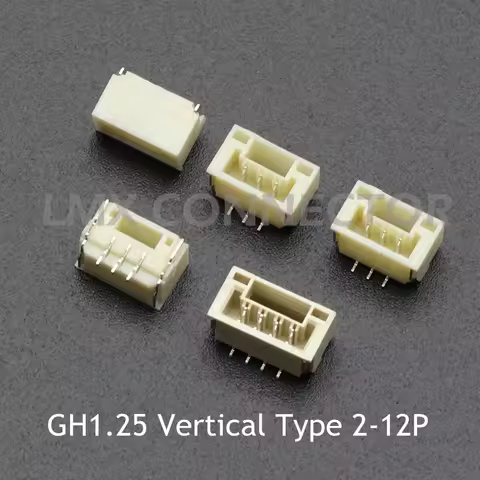 20PCS GH 1.25 Connector with Lock 1.25mm SMT Vertical Type Socket 2P 3P 4P 5P 6P 7P 8P 9P 10P 11P 12