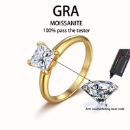 【 GRA Certificate Attached 】 1.5ct genuine moissanite ring, princess square cut D-color S925 pure si