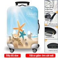 Bọc vali chống mất hành lý chất lượng cao bền đẹp vải siêu dày co giãn 4 chiều - Bãi Biển H52