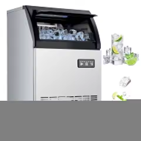 Under Counter Ice Maker 120lbs/24H, Stainless Steel, 33lbs Storage, 45 Cubes in 8-12 Mins