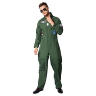 Men's Flight Suit Costume Military Fighter Pilot Jumpsuit Halloween Costume
