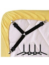 4入組具有強大彈性的床單/毛毯夾,適用於床單、沙發、布料,以及用於窗簾、帳篷、毛毯的防滑固定扣