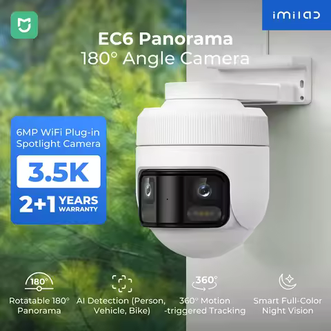 IMILAB New 3.5K 180° Panorama Outdoor Camera PTZ Security Cam for Home Dual lens Color Night Vision