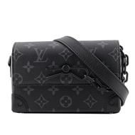 Louis Vuitton Steamer 塗層帆布及牛皮皮夾式斜背包(黑灰色) M81783