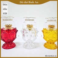Borage oil lamp, crystal lotus altar lamp 038 - Prajnaparamita Heart Sutra - Binh An worship items -