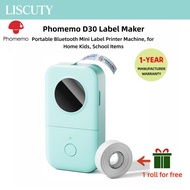 Phomemo D30 Label Maker, Portable Bluetooth Mini Label Printer Machine, for Home Kids, School Items