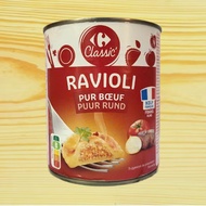 CLASSIC [LARGE CAN 800g] RAVIOLI NOODLES with Beef [FRANCE] CARREFOUR Beef Ravioli with Vegetable Sa