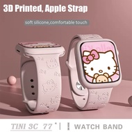 【Free Case】3D Cartoon Imprint Silicone Strap For iWatch Ultra 49mm 45 44 41 40mm Sport Band For iWat