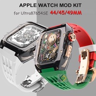 Mod Kit Fluororubber Luxury Transparent Case strap for Apple Watch Ultra 49mm 45mm 44mm I Watch Series 8 7 6 5 4 SE