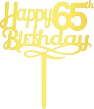 Happy 65th Birthday Cake Toppers Acrylic, Cheers to 65 Years Old Bday Decoration 65th Anniversary Ac